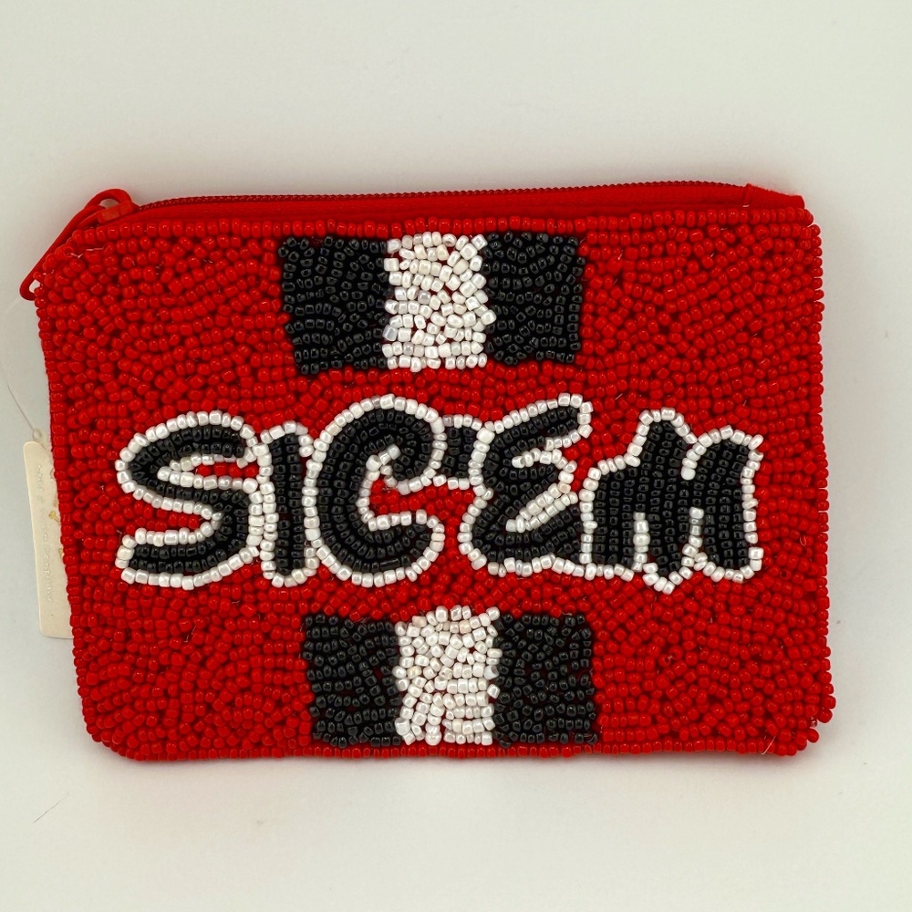 NWT SEED BEAD ZIPPER POUCH SIC'EM